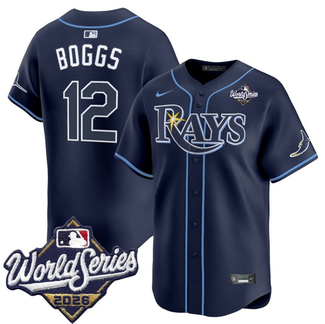 Men's Navy Tampa Bay Rays #12 Wade Boggs 2026 World Series Limited Stitched Baseball Jersey
